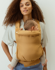 bamboo linen ochre colour baby clip carrier by chekoh australian owned and perfect for newborns and toddlers 