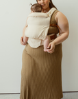 bamboo linen sandy beige baby clip carrier by chekoh australian owned and perfect for newborns and toddlers  maddy zanata plus size mum mama 