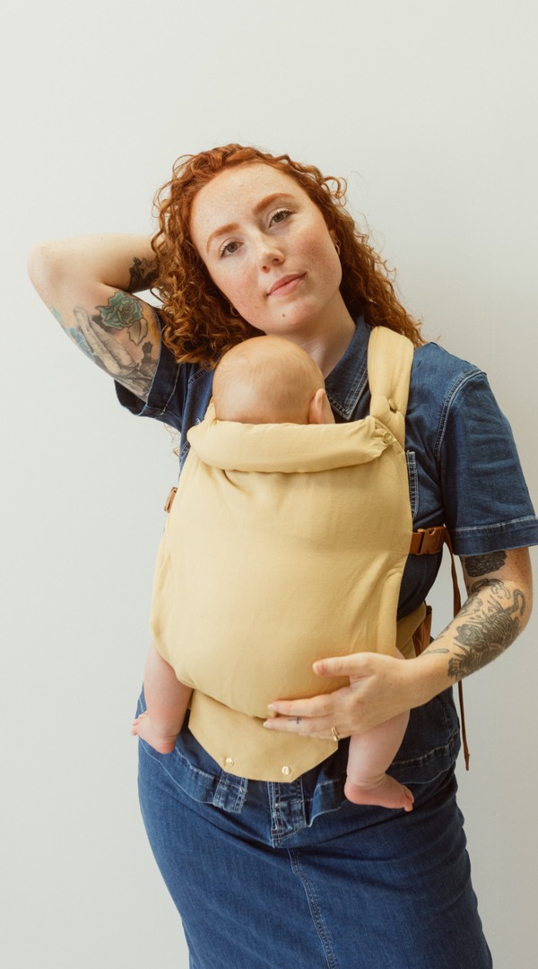 Camel neutral warm yellow earthy color, great for the modern parent who loves the outdoors and babywearing