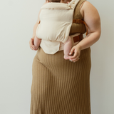 bamboo linen sandy beige baby clip carrier by chekoh australian owned and perfect for newborns and toddlers  maddy zanata plus size mum mama  - suitable up to size 22