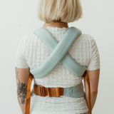 bamboo linen teal blue green colour baby clip carrier by chekoh australian owned and perfect for newborns and toddlers 