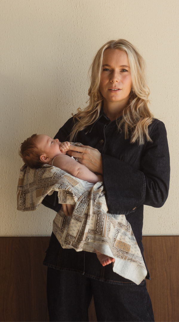 Chekoh Bandana print swaddle made with butter soft all natural bamboo and stretchy spandex. The perfect baby shower gift.  