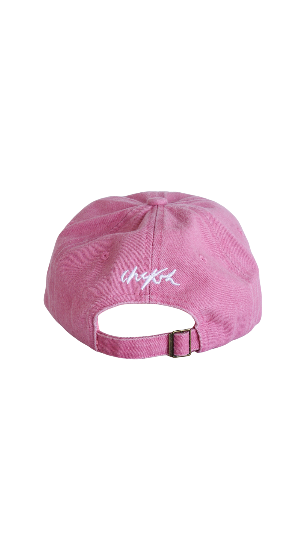 Pink Chekoh Cap back with white embroidery logo.
