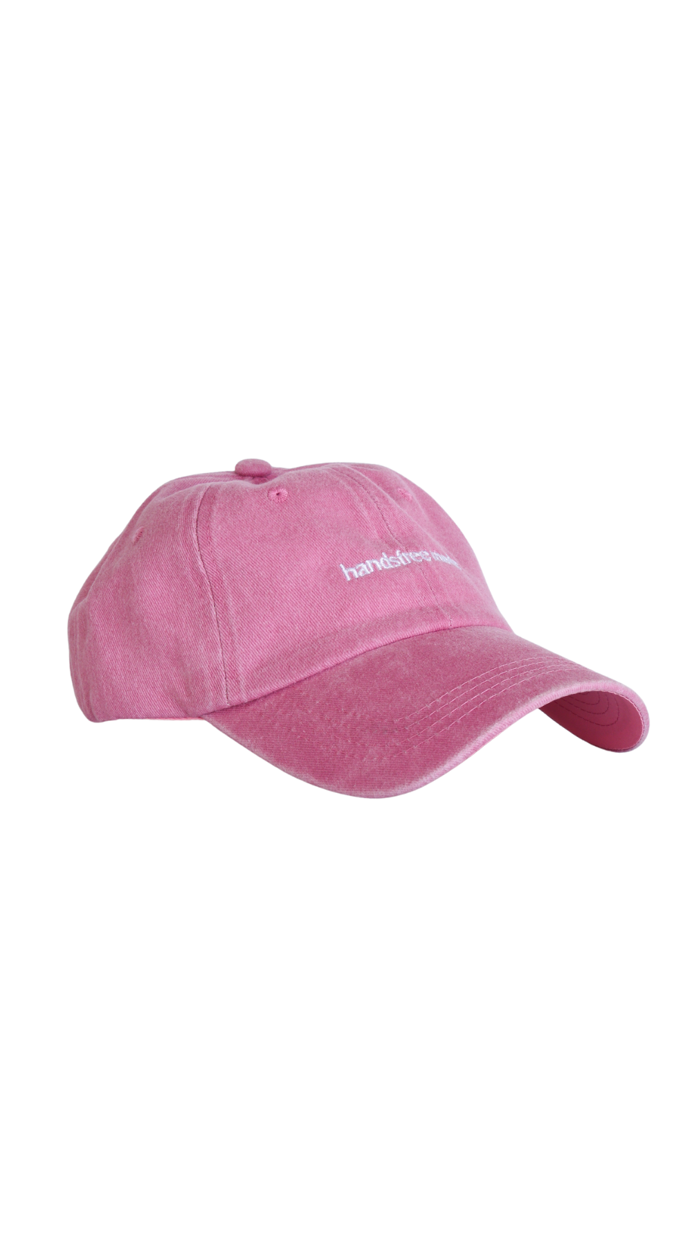 Pink mum-friendly Cap by Chekoh Baby - white embroidery on the front of the cap reads 'handsfree mode' 