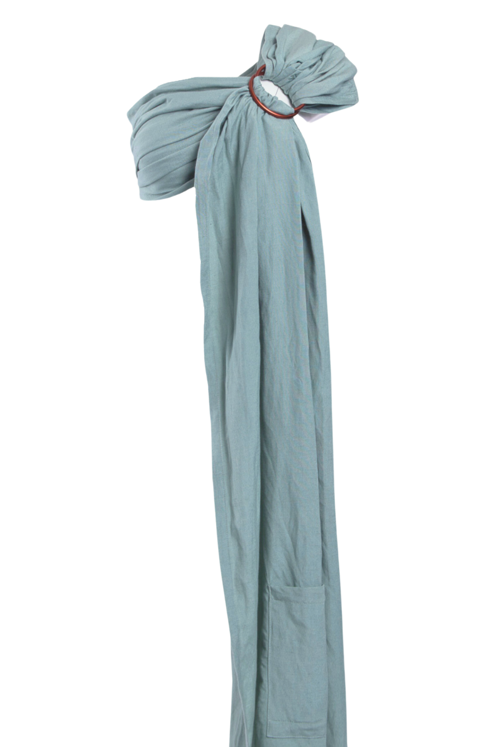 A green/blue Teal Ring Sling Carrier by Chekoh Baby on a white background.