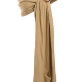 Camel coloured Ring Sling Baby Carrier by Chekoh on a white background. Camel is a soft yellow neutral toned colour.