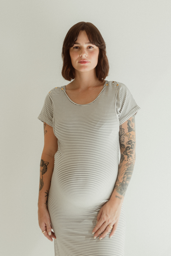 Grey Stripe Journey Dress