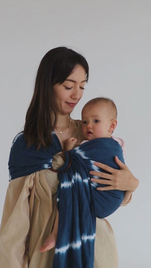 tiedye indigo ring sling chekoh baby carrier australia bamboo and linen 