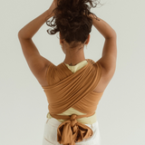 ochre golden brown mustard best stretchy wrap carrier from australia chekoh best bamboo baby carrier for newborn