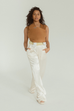 ochre golden brown mustard best stretchy wrap carrier from australia chekoh best bamboo baby carrier for newborn