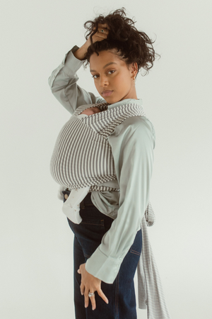 bestselling grey stripe neutral best stretchy wrap carrier from australia chekoh best bamboo baby carrier for newborn