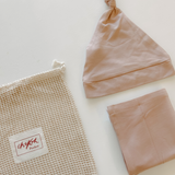 cinta neutral beige newborn baby pocket chekoh swaddle bamboo