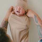 cinta neutral beige newborn baby pocket chekoh swaddle bamboo