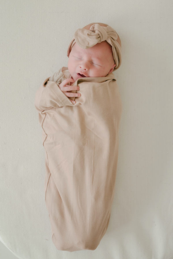 baby swaddle pocket birth announcement newborn beanie bow bamboo chekoh
