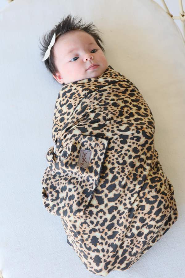 baby newborn swaddle swaddles soft bamboo child essential babyshower gift shower sprinkle spandex stretchy nursery must have swaddled australian aussie eco colour color gender neutral unisex boy girl leopard spots photography cute snug black brown beige spots