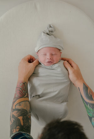 asha grey newborn baby pocket swaddle chekoh bamboo
