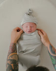 asha grey newborn baby pocket swaddle chekoh bamboo