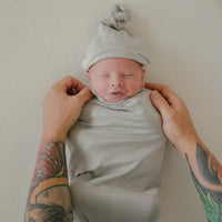asha grey newborn baby pocket swaddle chekoh bamboo