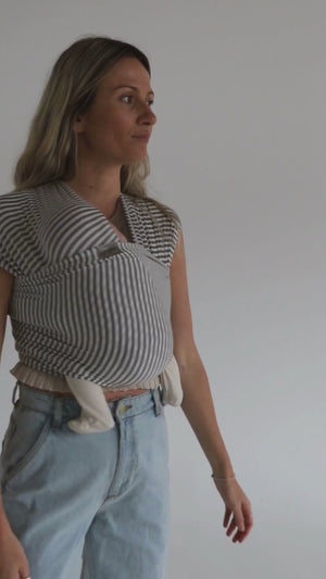 bestselling grey stripe neutral best stretchy wrap carrier from australia chekoh best bamboo baby carrier for newborn